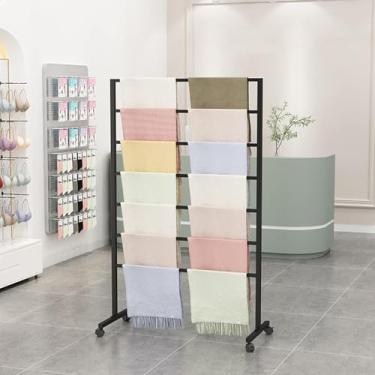 Imagem de Lenços De Metal De Pé Livre Exibem Rack De Lenço De Seda Com Rodas Organizador De Roupas Racks De Roupas Xale De Tecido Pendurado Gravatas Titular Loja De Roupas Prateleiras De V, A, 100CM