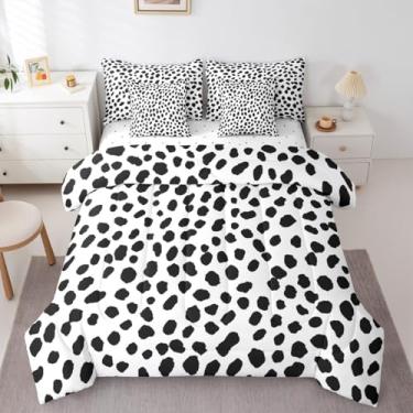 Imagem de Erosebridal Conjunto de edredom solteiro de bolinhas preto e branco com lençóis minimalistas, boêmio, moderno, 7 peças, aquarela, estética, graffiti, geométrico, abstrato, conjunto de colcha