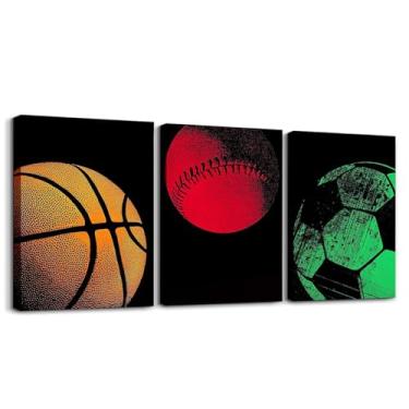 Imagem de Feelyou Arte de parede em tela emoldurada de futebol de rúgbi, decoração de parede de futebol preto azul para quarto, quadros de futebol americano, pintura para quarto, escritório, decoração de parede