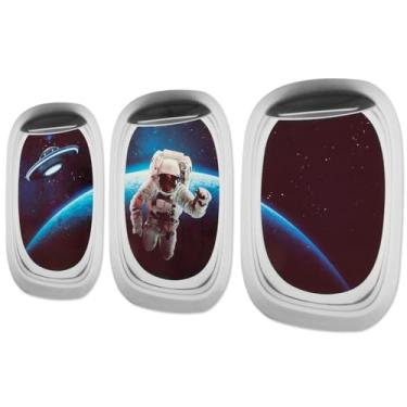 Imagem de Decalques de parede que brilham no escuro adesivo de parede brilhante decorativo adesivo de parede brilhante decalques espaciais brilhantes adesivos de parede janela espacial para crianças meninos