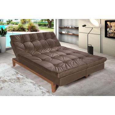 Imagem de Sofá Cama Versátil Pés de Madeira - Império Estofados, Marrom 379