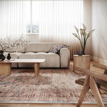 Imagem de Nuloom Meyden Border Tapete lavável à máquina de 1,8 m x 2,5 m para sala de estar, quarto, sala de jantar, ferrugem