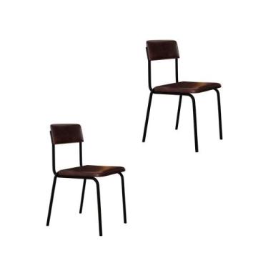 Imagem de Conjunto 2 Cadeiras de Jantar Fit Revestimento Sintético Est.Preta - M