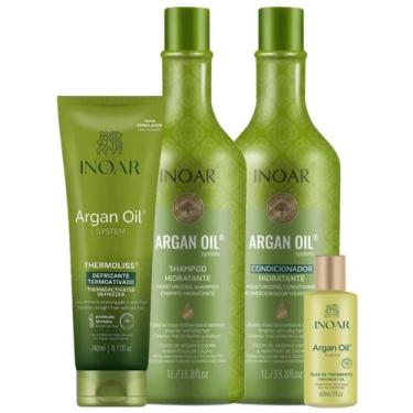 Imagem de Kit Inoar Argan Oil Sh 1L + Cond 1L + Defrizz 240ml + Óleo 60ml