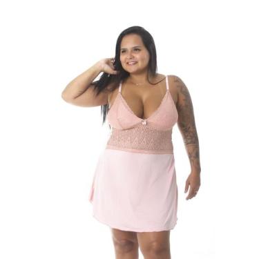 Imagem de Camisola Plus Size Sensual Sem Bojo Detalhe em Renda Lingerie Feminina