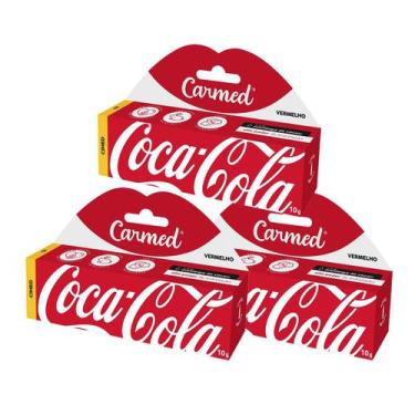 Imagem de Kit 3 Und Hidratante Labial Carmed Coca-Cola Vermelho 10g - Cimed
