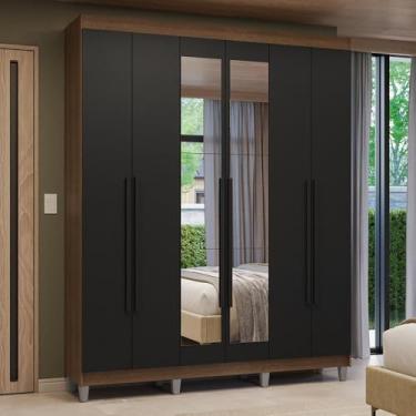Imagem de Guarda-roupa Casal com Pés 6 Portas Batentes com Espelho Venus Madesa