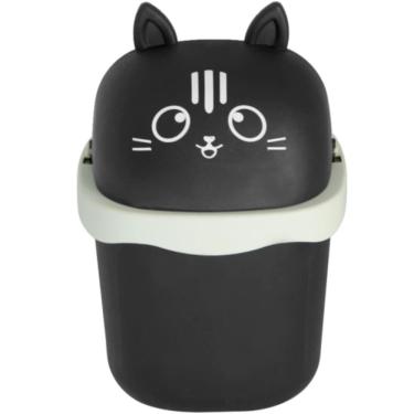 Imagem de Lixeira Pequena De Mesa Animal Na Cor Preto Gato De 1,5 Litros - Gat01 - Keita Lixeira 1,5 L - Gato (6) - Gat01 - Keita