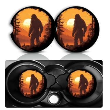 Imagem de Conjunto de 2 porta-copos de carro Bigfoot, acessórios divertidos para carro de pé grande, tamanho universal, tapete de borracha antiderrapante, porta-copos embutidos, decoração de sasquatch