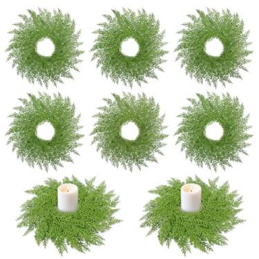 Imagem de 6 peças de guirlanda de vela de Natal, mini grinaldas de 30,5 cm, guirlanda artificial de pinheiro verde Norfolk, castiçal para decoração de Natal, casamento, vegetação, decoração de mesa, centro de