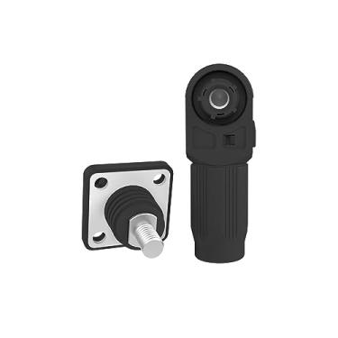 Imagem de 1 conjunto de conector de armazenamento de energia da bateria, terminal de plugue rápido, conectores de alta corrente de ângulo reto, plugue e soquete IP67 à prova d'água, método de fiação do parafuso