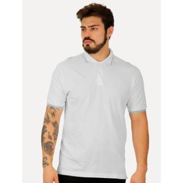 Imagem de Polo Guess Masculina Piquet Frieze Logo Relief Branca-Masculino