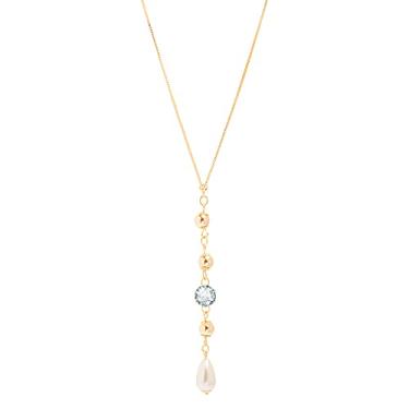 Imagem de Colar ponto de luz com detalhes em bolas e perola folheado em ouro 18k