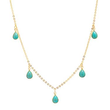 Imagem de Conjunto De Colar E Brincos De Gota Com Pedra Azul Folheado