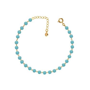 Imagem de Pulseira Miçangas Azul Folheado A Ouro 18k