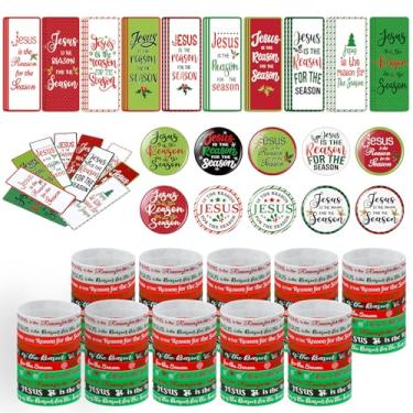 Imagem de Marspark Conjunto de 300 peças de presente religioso de Natal Jesus is The Reason for The Season em massa Jesus pulseiras de silicone botões e marcadores de livro para igreja cristã escola dominical