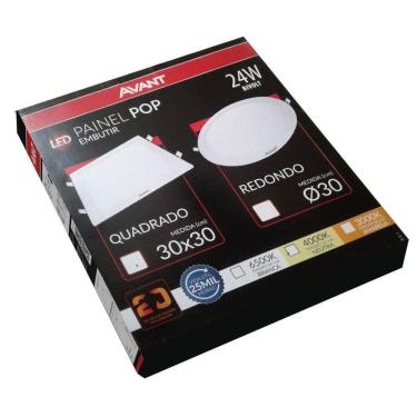 Imagem de Plafon Led Quadrado 24w Painel Embutir Slim  Avant 6500k