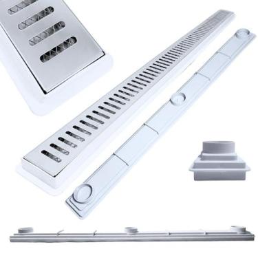 Imagem de Ralo Linear para Apartamento Inox Palito 70cm x 5cm Cocho Raso Branco 