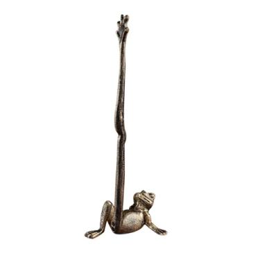 Imagem de Baoblaze Suporte de papel toalha de, suporte de papel vertical de metal, organizador rústico estável em formato de sapo para banheiro e toalete, Bronze
