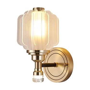 Imagem de Luminária de parede de latão, luminária geométrica de parede, abajur de acrílico, cabeceira de cobre, arandelas de estilo chinês E14, luminárias de parede para sala de estar e quarto (cor: t