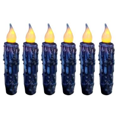 Imagem de Velas cônicas com temporizador LED sem chama CVHOMEDECO, azul marinho,