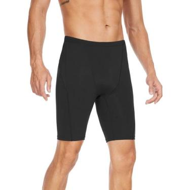 Imagem de Jammers de natação Fiteng Athletic Training Endurance Masculinos Preto