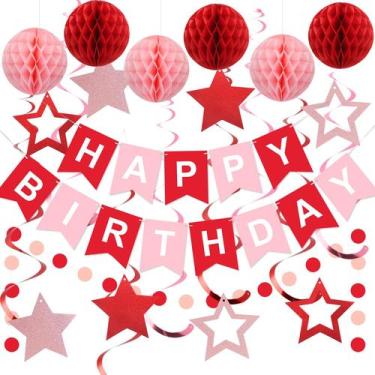 Imagem de Decorações de aniversário meowtastic Happy Birthday Party Red