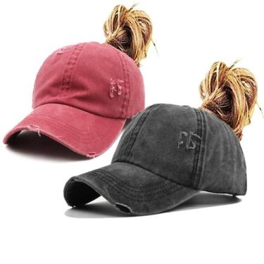 Imagem de Boné de beisebol feminino PromindFun, jeans envelhecido, algodão lavad