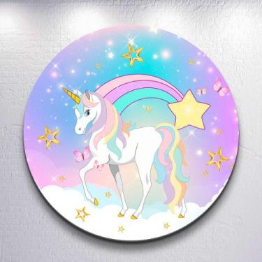 Imagem de Capas Painel Sublimadas Redondo Para Festa Infantil Estilo Unicórnio M