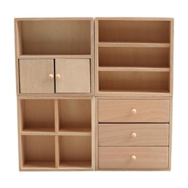 Imagem de Yunhgft Mini Armários para Casa de Bonecas DIY Acessórios de Cena Armário de Madeira Escala 1:12 Móveis em Miniatura para Casa de Bonecas