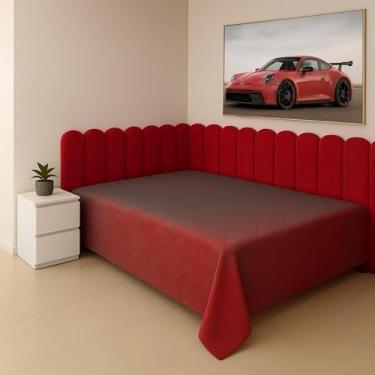 Imagem de Cabeceira Estofada Modular em Suede Para Cama Box Casal, Queen e King 45x20cm(VERWLHO,14)