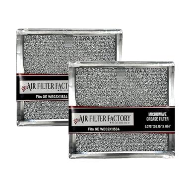 Imagem de Pacote com 2 filtros de ar compatíveis de fábrica para filtros de forno de microondas GE WB02X11534 de malha de graxa