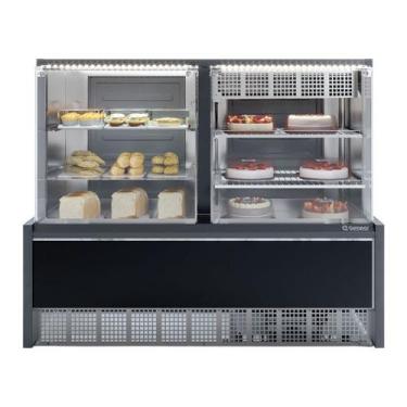 Imagem de Vitrine Neutra/Fria Evaporador Vidro Reto GRNA140R Preto Gelopar 220V,