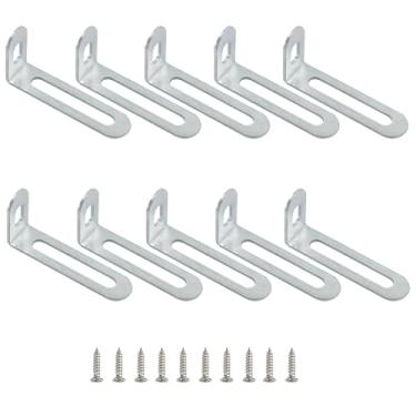 Imagem de 10 peças de 5,5 x 2,5 x 0,5 cm, suportes ajustáveis de ângulo reto, suporte de metal L, fixador de canto de 90 graus, suporte de canto em forma de L, suporte de prateleira prata