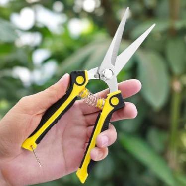 Imagem de Tesoura de poda, tesoura de jardim de 20 cm, tesoura de poda com aço inoxidável reto para colher frutas, legumes, aparar flores e plantas