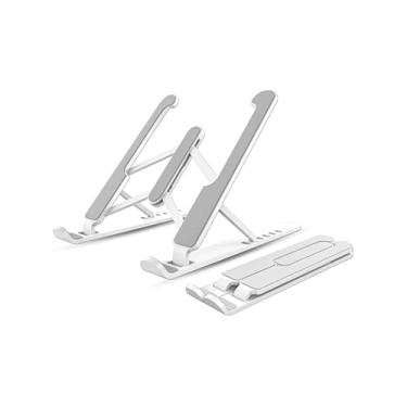 Imagem de Suporte de laptop ajustável para mesa, suporte ergonômico dobrável para notebook com design de resfriamento, ABS + suporte de silicone para laptop compatível com laptops de 10 a 15,6 polegadas