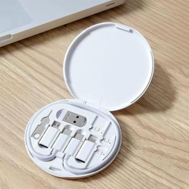 Imagem de Caixa organizadora de cabos multifuncional, caixa de armazenamento e gerenciamento de cabos para carregamento e fones de ouvido, branca