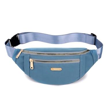Imagem de Pochete para mulheres, bolsa de cintura moderna com alça ajustável para viagens, esportes, corrida, ciclismo., Azul, 11.8 x 5.5 x 2.5 inches, Bolsa de peito unissex