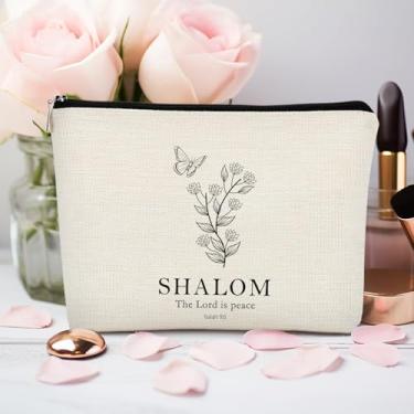 Imagem de Bolsa de maquiagem floral da Bíblia cristã, bolsa de cosméticos de flores em aquarela escrituras, presente para mulheres, bolsa de maquiagem com zíper estética feminina, Isaías 9:6
