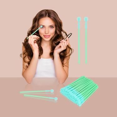 Imagem de 50 pincéis de silicone para cílios, varinhas de rímel descartáveis verdes, carretel de cílios em forma de bola ajustável, pincéis de sobrancelha para extensão de cílios e sobrancelhas