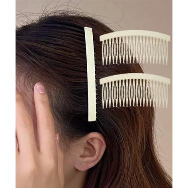 Imagem de 2 peças de acessórios femininos para pente de cabelo, pentes laterais de plástico, clipes decorativos de véu de casamento para mulheres (branco)