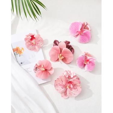 Imagem de Faixa feminina moderna de rabo de cavalo Phalaenopsis – Conjunto de elásticos de cabelo grosso para todos os tipos e texturas de cabelo (rosa)