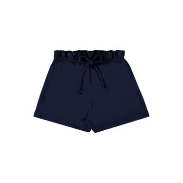 Imagem de Short Infantil em Moletom para Menina Bee Loop, Azul marinho, 8