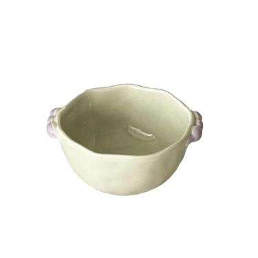 Imagem de As tigelas de arroz com creme de cerâmica são requintadas e resistentes ao calor para uso doméstico - grãos de açúcar [verdes] (12,7 cm)
