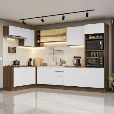 Imagem de Armário De Cozinha Completa De Canto 499cm Rustic/branco Stella Madesa 03 Rustic/branco