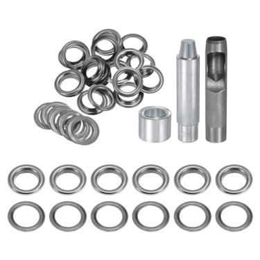 Imagem de HARFINGTON Kit de ferramentas de ilhós, 20 peças, conjunto de ilhós de cobre de 17 mm com furador oco, ferramentas de fixação de ilhós para roupas cinto de tecido de couro, preto