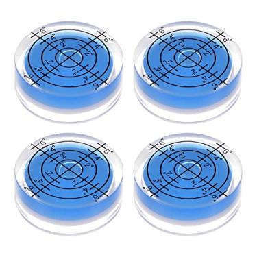 Imagem de Generic 4 peças de nível de bolha redonda 32 x 12 mm mini circular Bullseye nível de bolha grau marcado para nivelamento câmera tripé telescópio toca-discos de oficina, azul