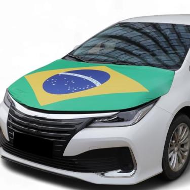 Imagem de Partuto Capa de capô de carro 153 x 129 cm poliéster bandeira bandeira brasileira padrão 1 peça