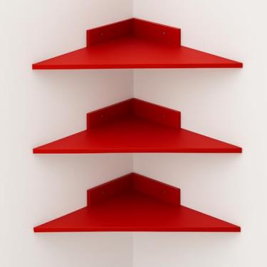 Imagem de Prateleira de Canto, Trio Canto em Mdf Trio Cantoneira 3 Unidades, 35cm X 35cm(Vermelho)