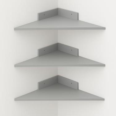 Imagem de Prateleira de Canto, Trio Canto em Mdf Trio Cantoneira 3 Unidades, 35cm X 35cm(Cinza)